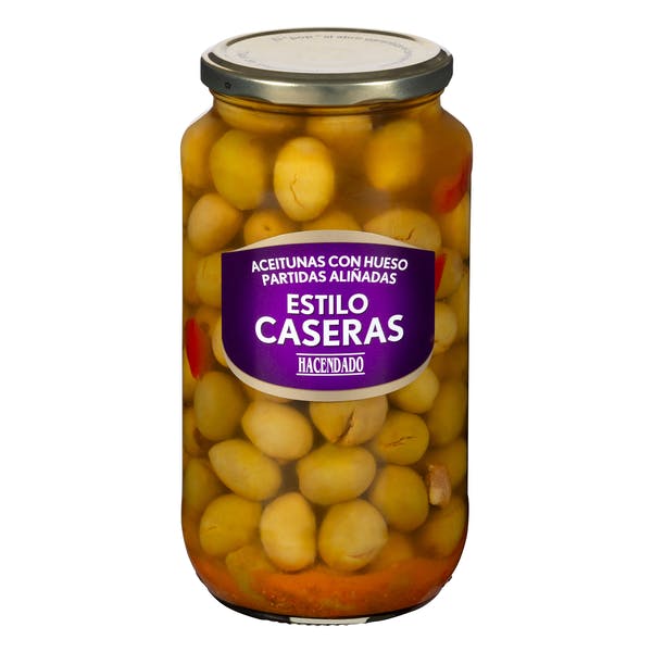 Aceitunas estilo caseras Hacendado partidas aliñadas Mercadona