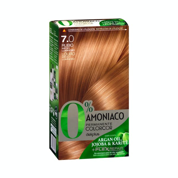 Coloración permanente 7.0 rubio medio luminoso Deliplus 0% amoníaco Mercadona