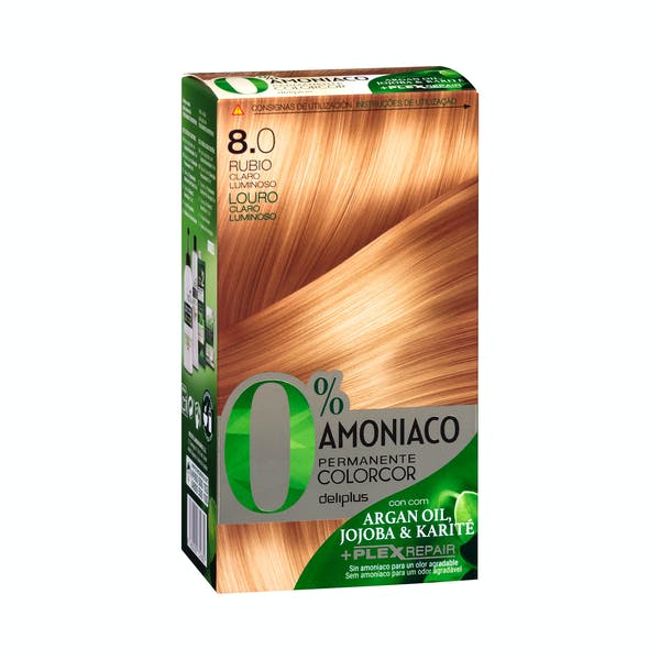 Coloración permanente 8.0 rubio claro luminoso Deliplus 0% amoníaco Mercadona