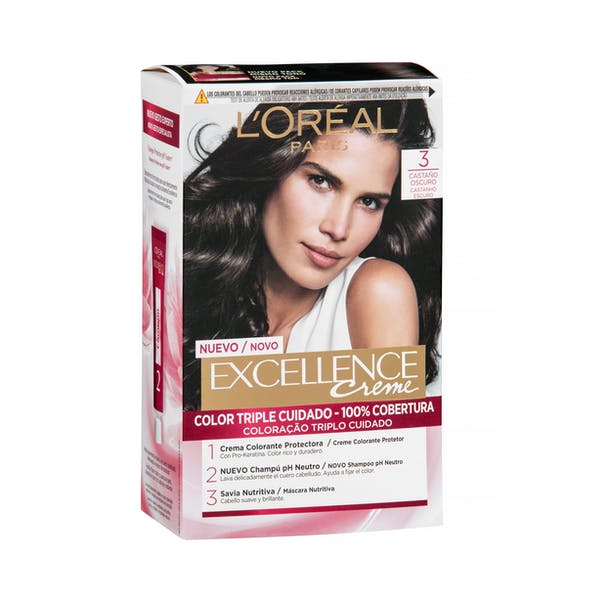 Coloración permanente L'Oréal 3 castaño oscuro Mercadona