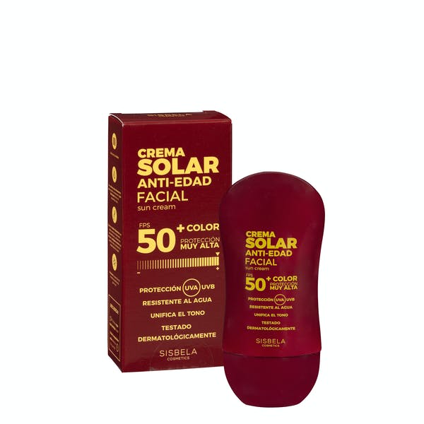 Crema protección solar facial antiedad Sisbela FPS 50+ con color Mercadona