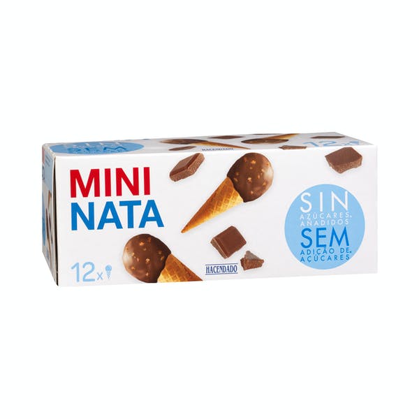 Helado mini cucurucho nata Hacendado sin azúcares añadidos Mercadona
