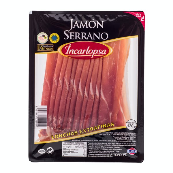 Jamón serrano Incarlopsa lonchas extrafinas Mercadona