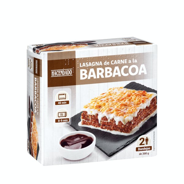 Lasaña de carne a la barbacoa Hacendado ultracongelada Mercadona