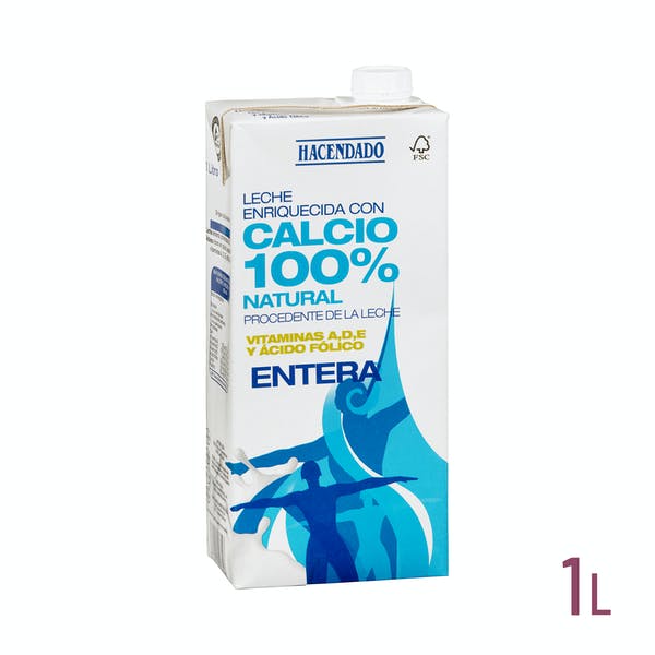 Leche entera calcio Hacendado Mercadona