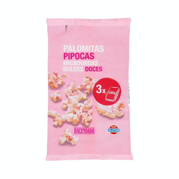 Palomitas de maíz dulces Hacendado para microondas Mercadona