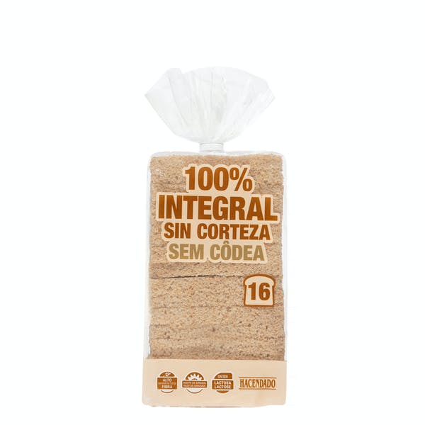 Pan de molde 100% integral sin corteza Hacendado Mercadona