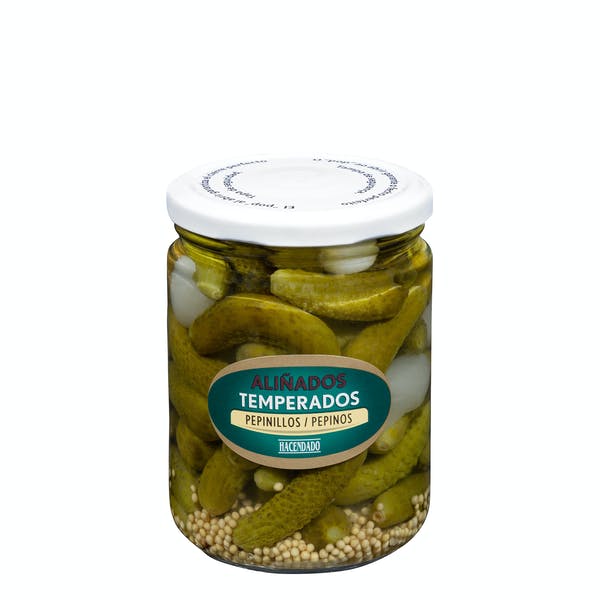 Pepinillos aliñados temperados Hacendado Mercadona