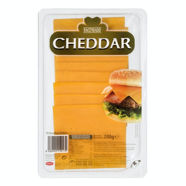 Queso cheddar Hacendado lonchas Mercadona
