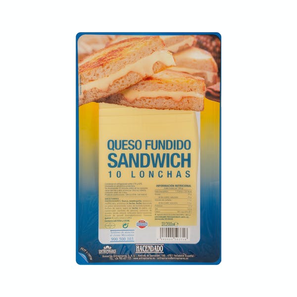Queso fundido sándwich Hacendado lonchas Mercadona