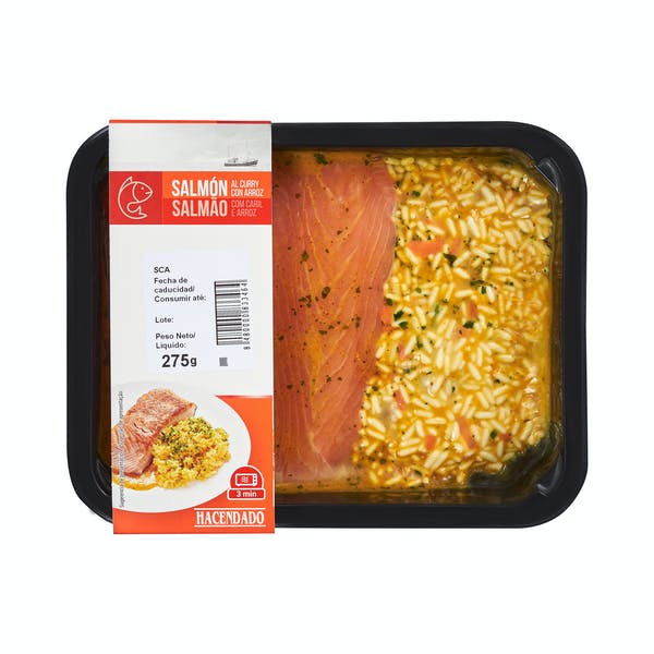 Salmón al curry con arroz Mercadona