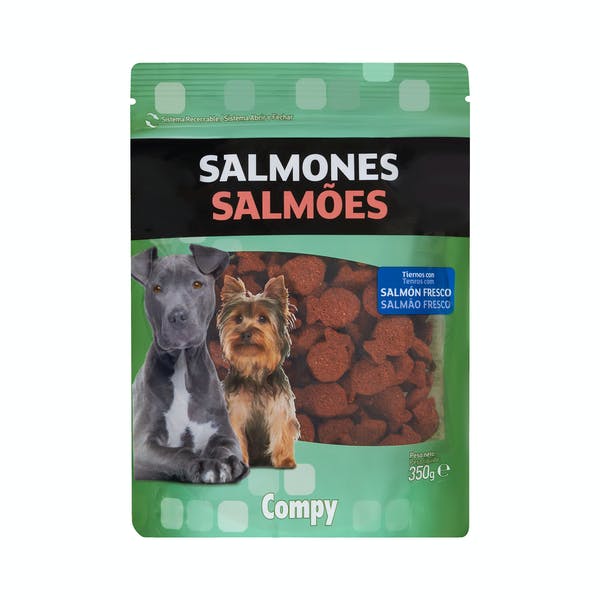 Snack perro salmones tiernos Compy con salmón fresco Mercadona