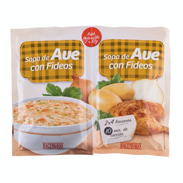 Sopa de ave Hacendado con fideos Mercadona