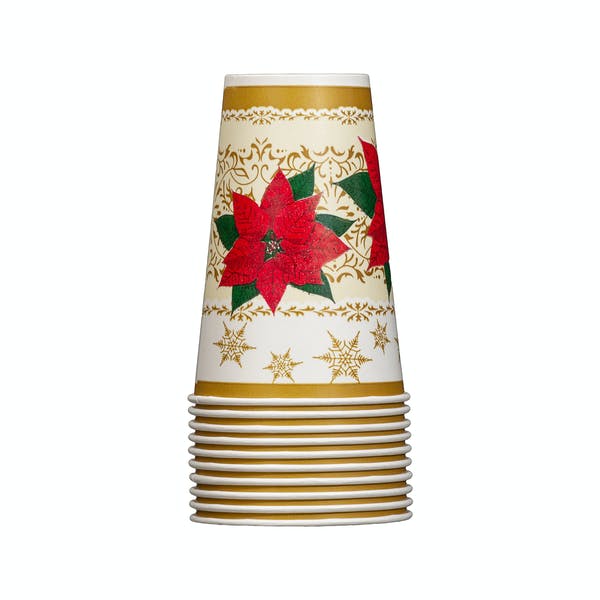 Vasos de cartón decoración poinsettia Navidad Bosque Verde Mercadona