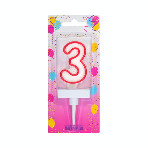 Vela de cumpleaños 3 Hacendado Mercadona