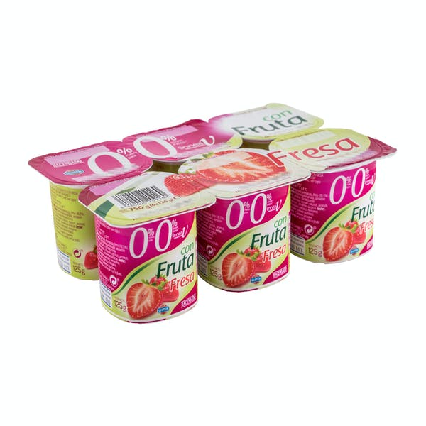 Yogur con fruta de fresa Hacendado 0% materia grasa 0% sin azúcares añadidos Mercadona