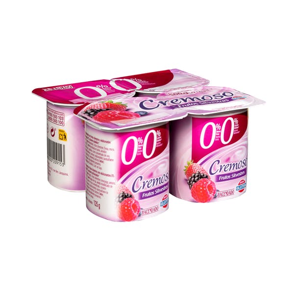 Yogur cremoso con frutas del bosque Hacendado 0% materia grasa 0% sin azúcares añadidos Mercadona