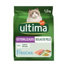 ULTIMA alimento para gatos esterilizados anti bolas de pelo con trucha 1.5 Kg del Dia