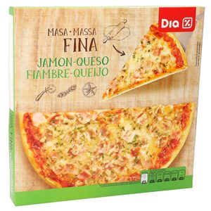 DIA pizza masa fina jamón y queso caja 350 gr del Dia